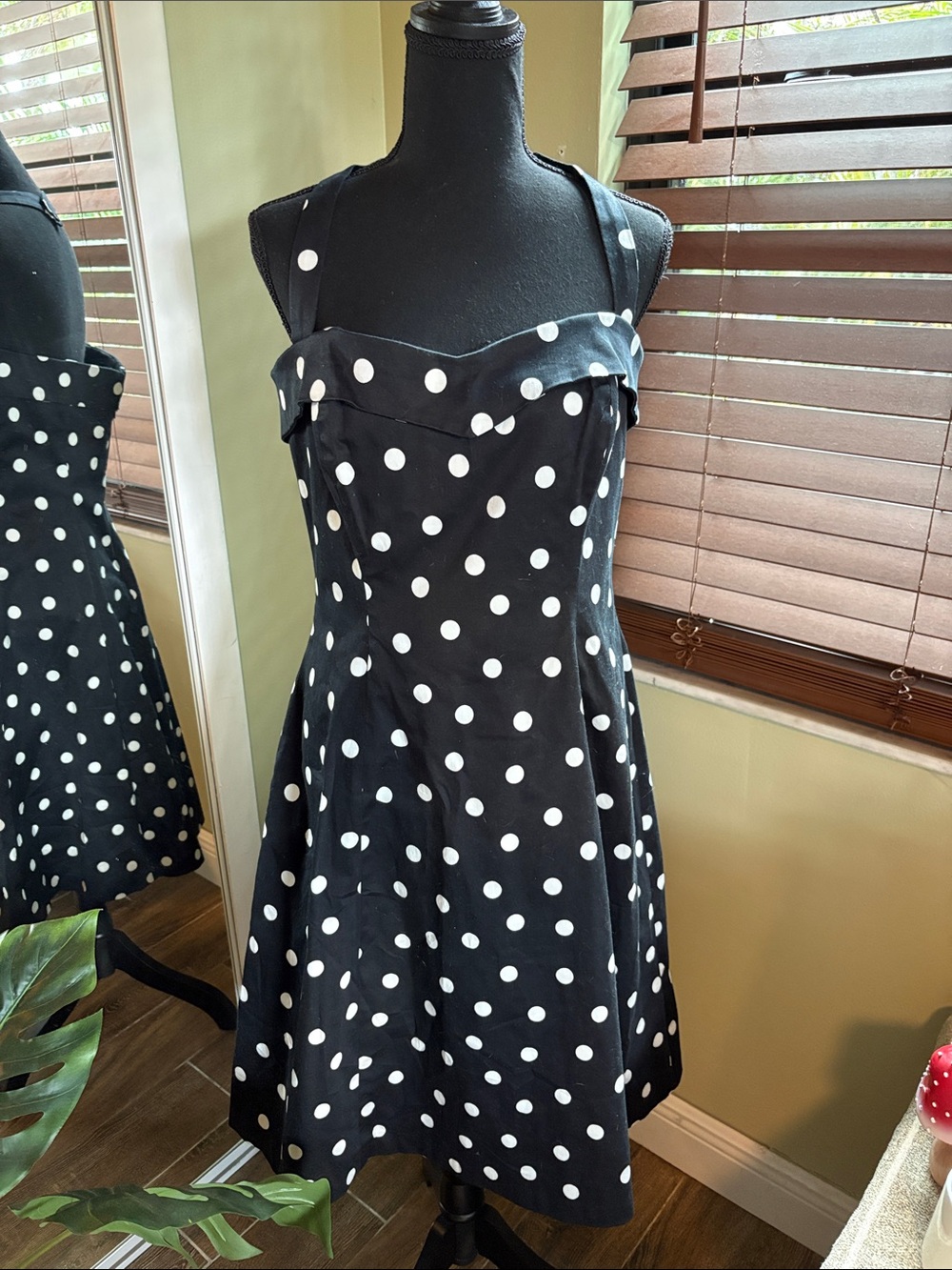 Spenser Jeremy Black and White Polka Dot Midi Dress